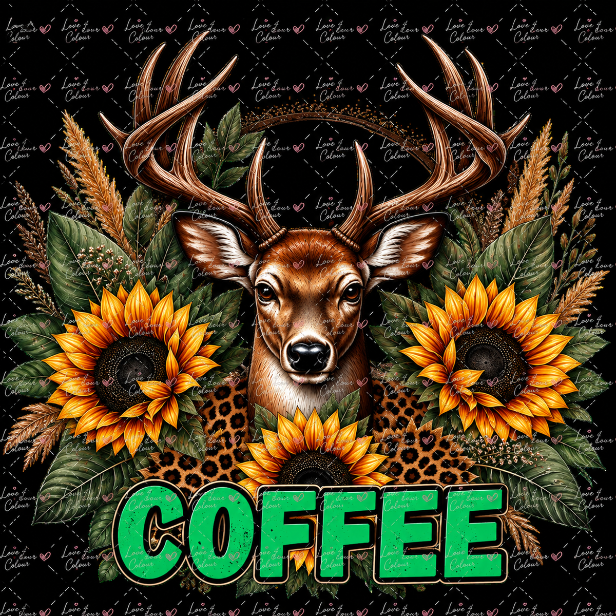 Coffee PNG – Deer & Sunflower Kitchen Canister Digital Design for Cricut & Sublimation