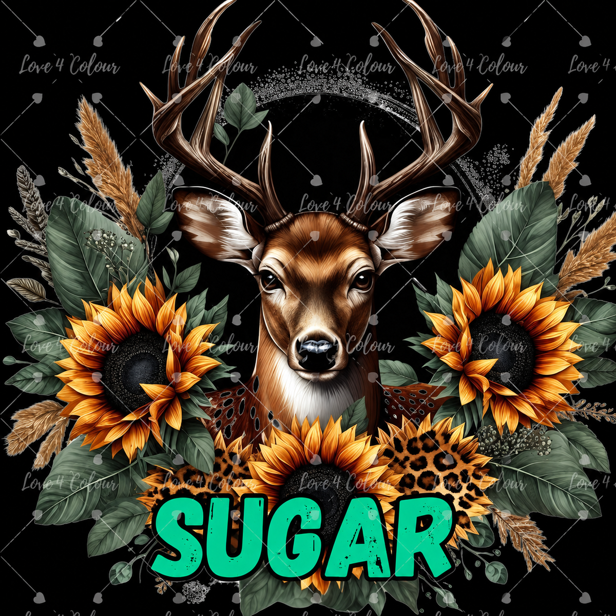 Sugar PNG – Deer & Sunflower Kitchen Canister Digital Design for Cricut & Sublimation