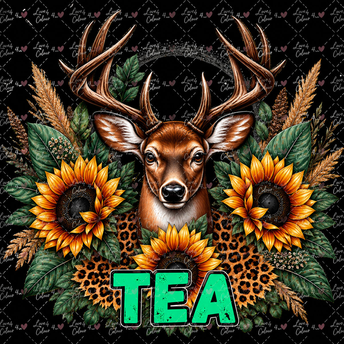 Tea PNG – Deer & Sunflower Kitchen Canister Digital Design for Cricut & Sublimation