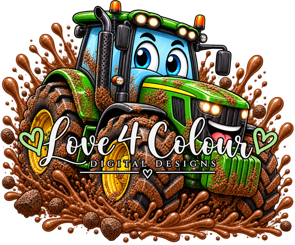 Muddy Machines PNG Bundle – 5 Kids Construction & Tractor Digital Designs for Cricut & Sublimation
