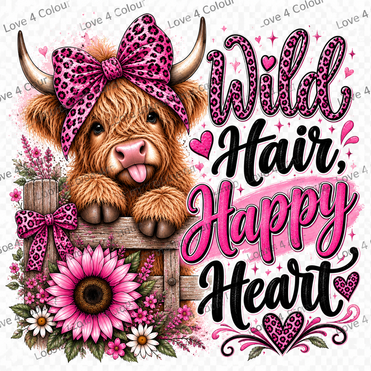 Wild Hair, Happy Heart – Highland Cow Digital Design 🐮🎀💗