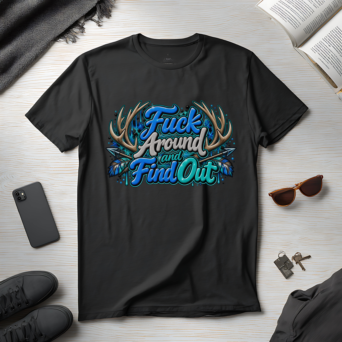 Fuck Around & Find Out T-Shirt | Funny Women's Graphic Tee | Bold Pink & Purple Shirt