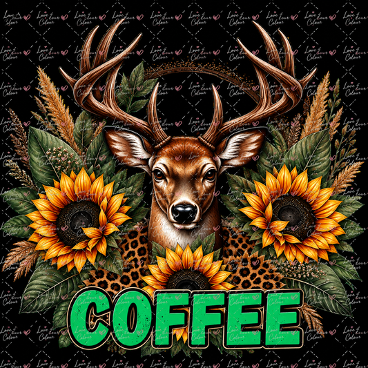 Coffee PNG – Deer & Sunflower Kitchen Canister Digital Design for Cricut & Sublimation