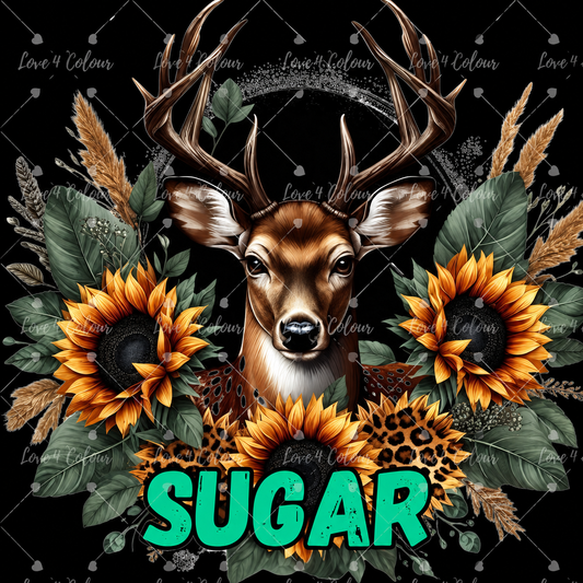 Sugar PNG – Deer & Sunflower Kitchen Canister Digital Design for Cricut & Sublimation