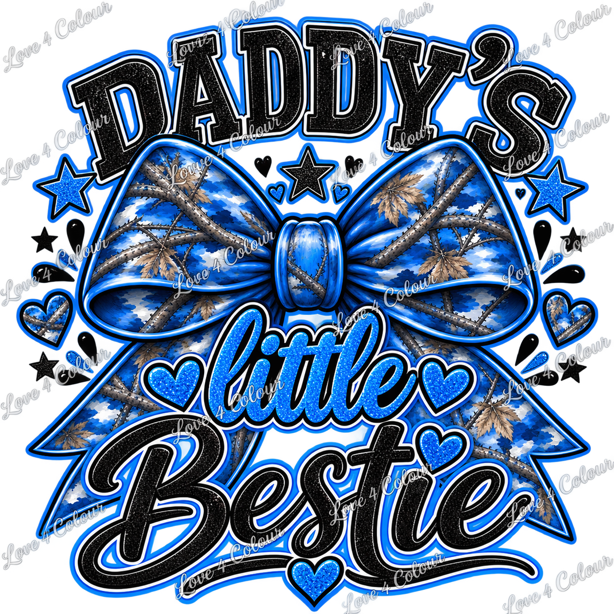 Daddy's Little Bestie PNG – Blue Camo Bow Baby Boy Digital Design for Cricut & Sublimation