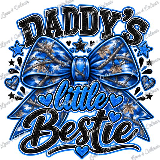 Daddy's Little Bestie PNG – Blue Camo Bow Baby Boy Digital Design for Cricut & Sublimation