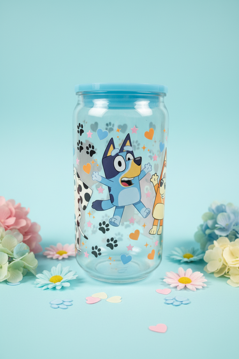 Bluey Glass Can