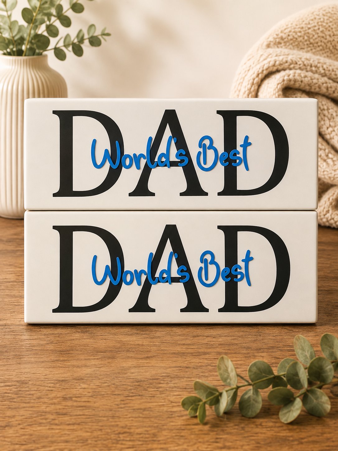 World's Best Dad name tile with stand