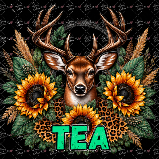 Tea PNG – Deer & Sunflower Kitchen Canister Digital Design for Cricut & Sublimation