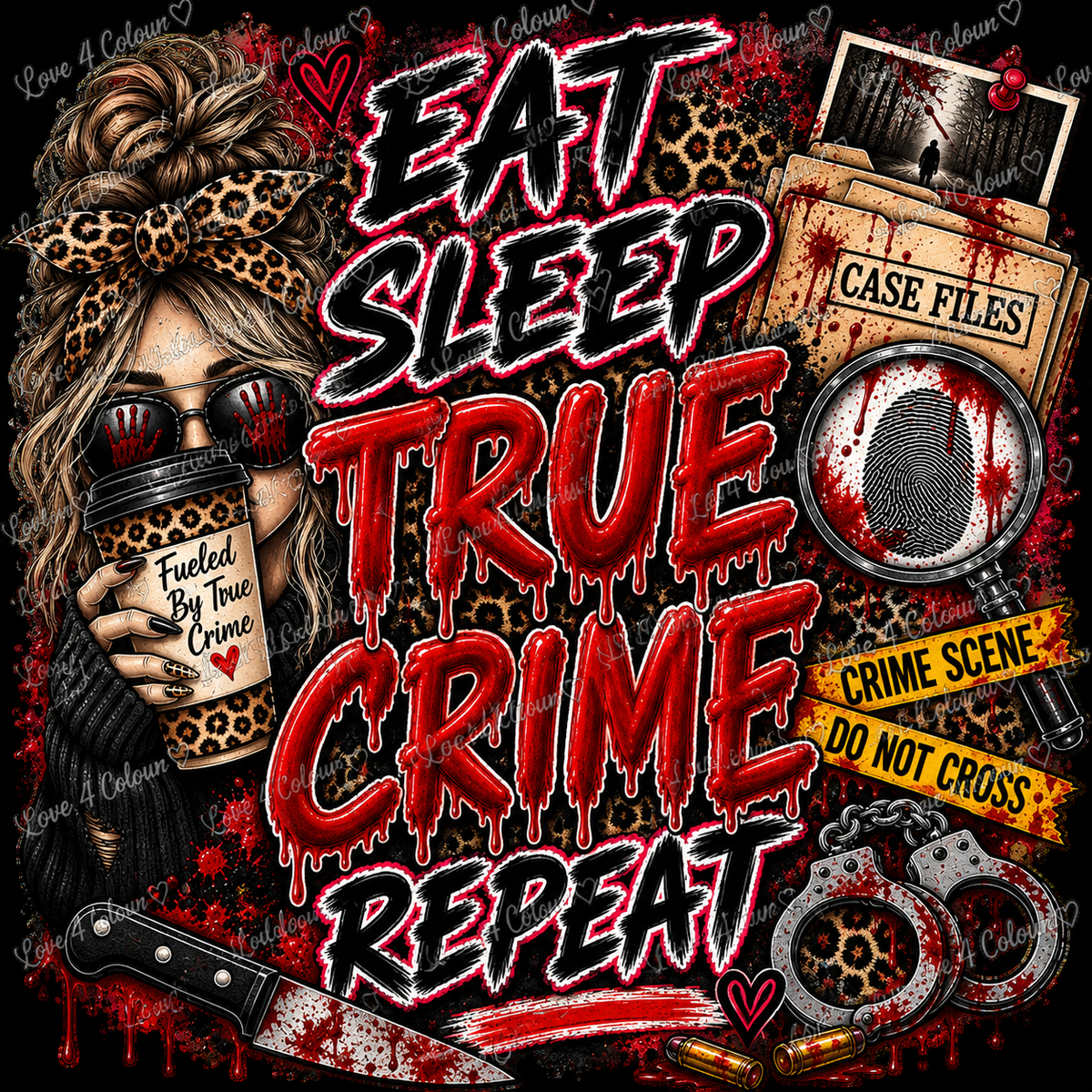 True Crime PNG Bundle – 5 Digital Designs for Cricut & Sublimation | Instant Download