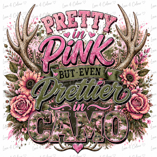 Pretty in Pink Even Prettier in Camo PNG – Pink Camo Antlers Digital Design for Cricut & Sublimation