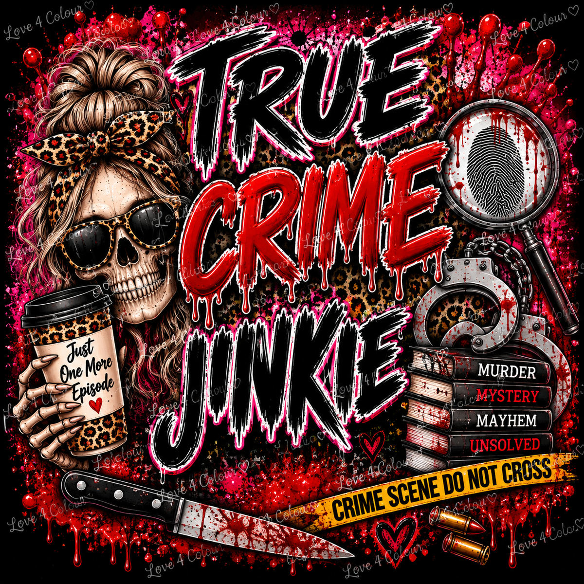 True Crime PNG Bundle – 5 Digital Designs for Cricut & Sublimation | Instant Download