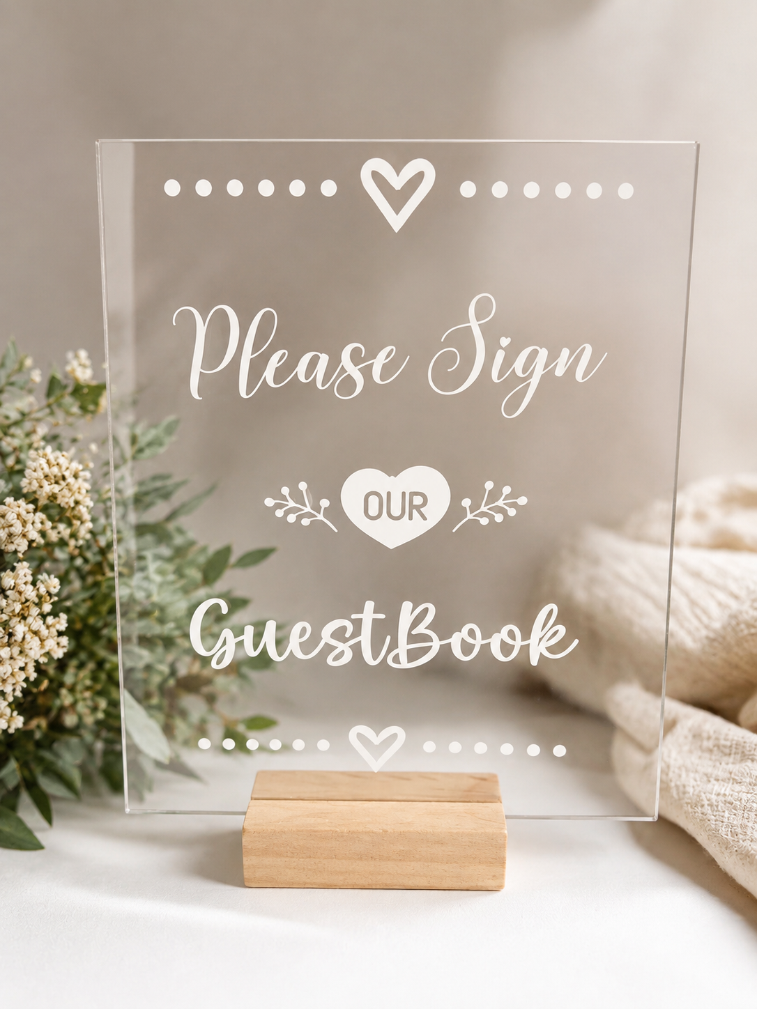 Acrylic Wedding Sign Set of 4 – Made to Order with Wooden Stands