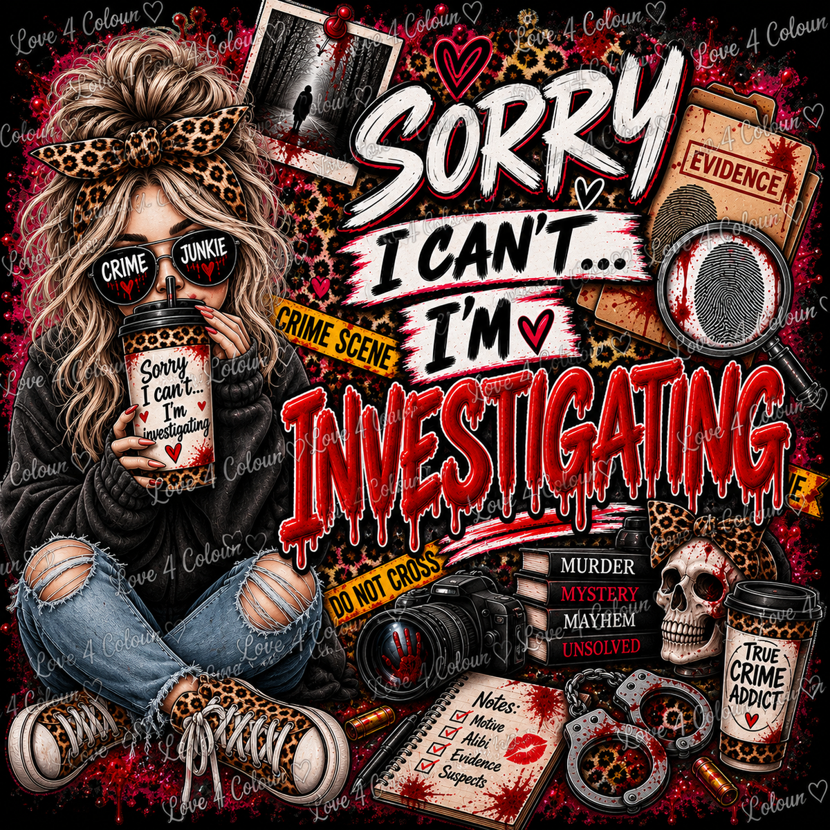 True Crime PNG Bundle – 5 Digital Designs for Cricut & Sublimation | Instant Download