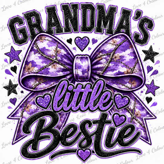 Grandma's Little Bestie PNG – Purple Camo Bow Digital Design for Cricut & Sublimation