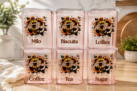 6 Piece Let Them Glass Kitchen Canister Set 800ml