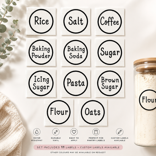 Pantry Label Decal Set – 11 piece vinyl labels