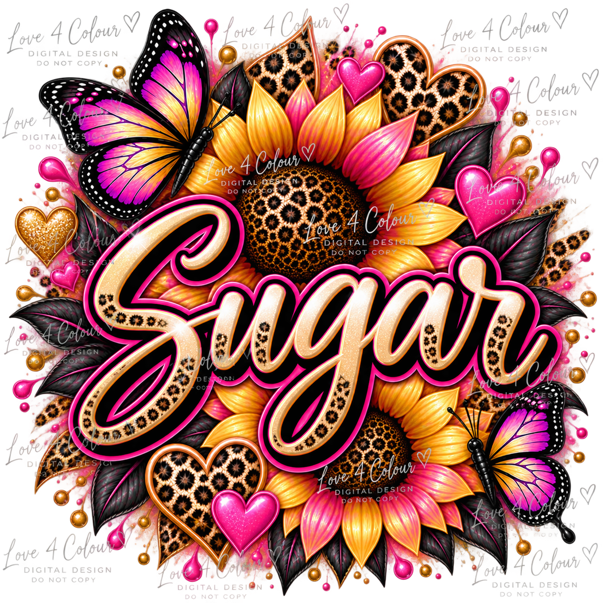 Tea, Coffee & Sugar PNG Bundle – Sunflower, Butterfly & Leopard Print Digital Designs for Cricut & Sublimation