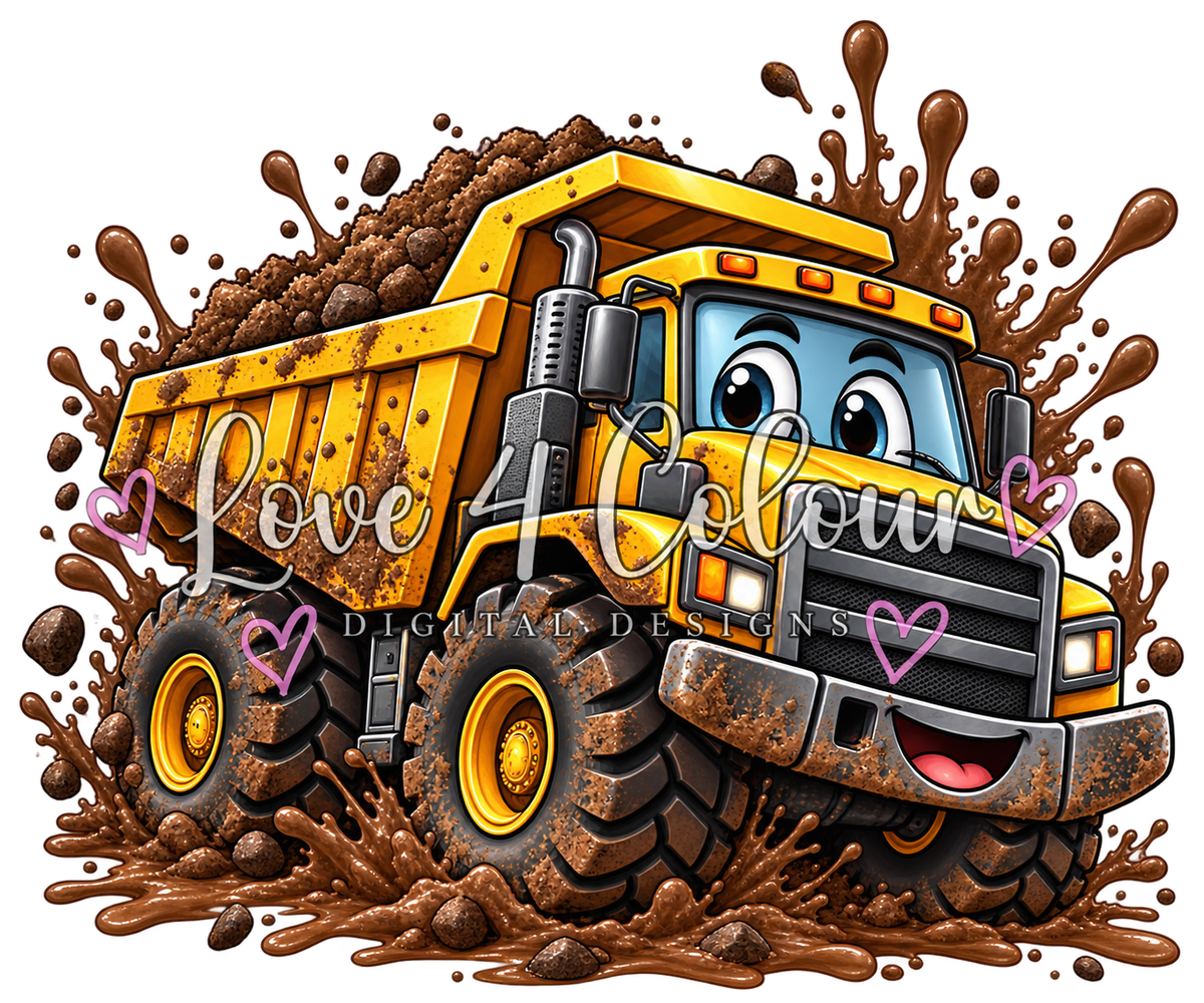 Muddy Machines PNG Bundle – 5 Kids Construction & Tractor Digital Designs for Cricut & Sublimation