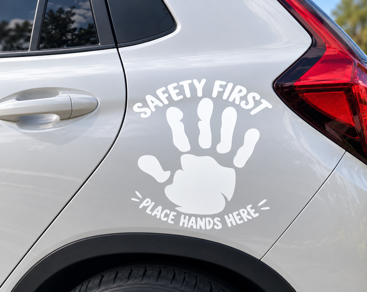 Safety First – Place Hands Here Car Safety Decal