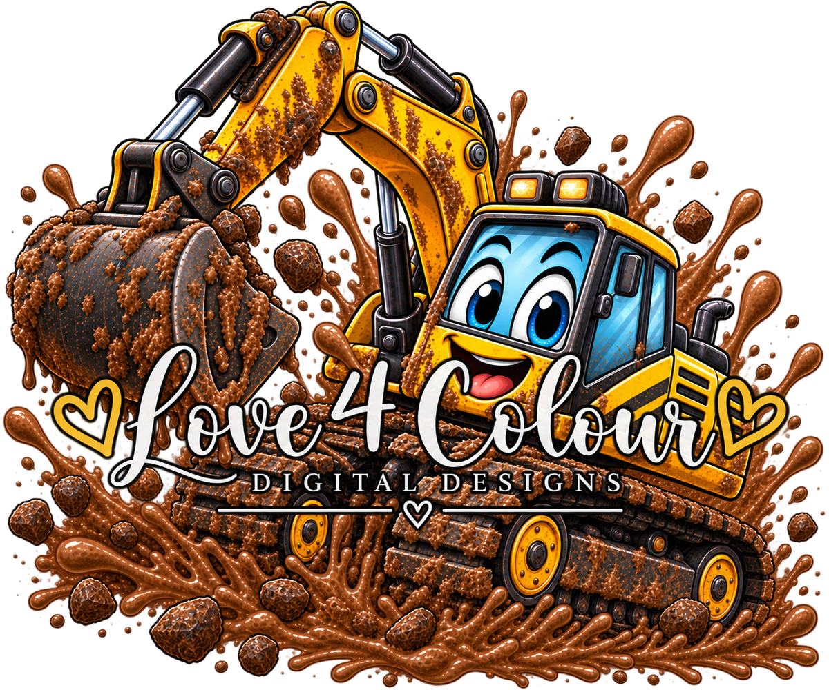 Muddy Machines PNG Bundle – 5 Kids Construction & Tractor Digital Designs for Cricut & Sublimation