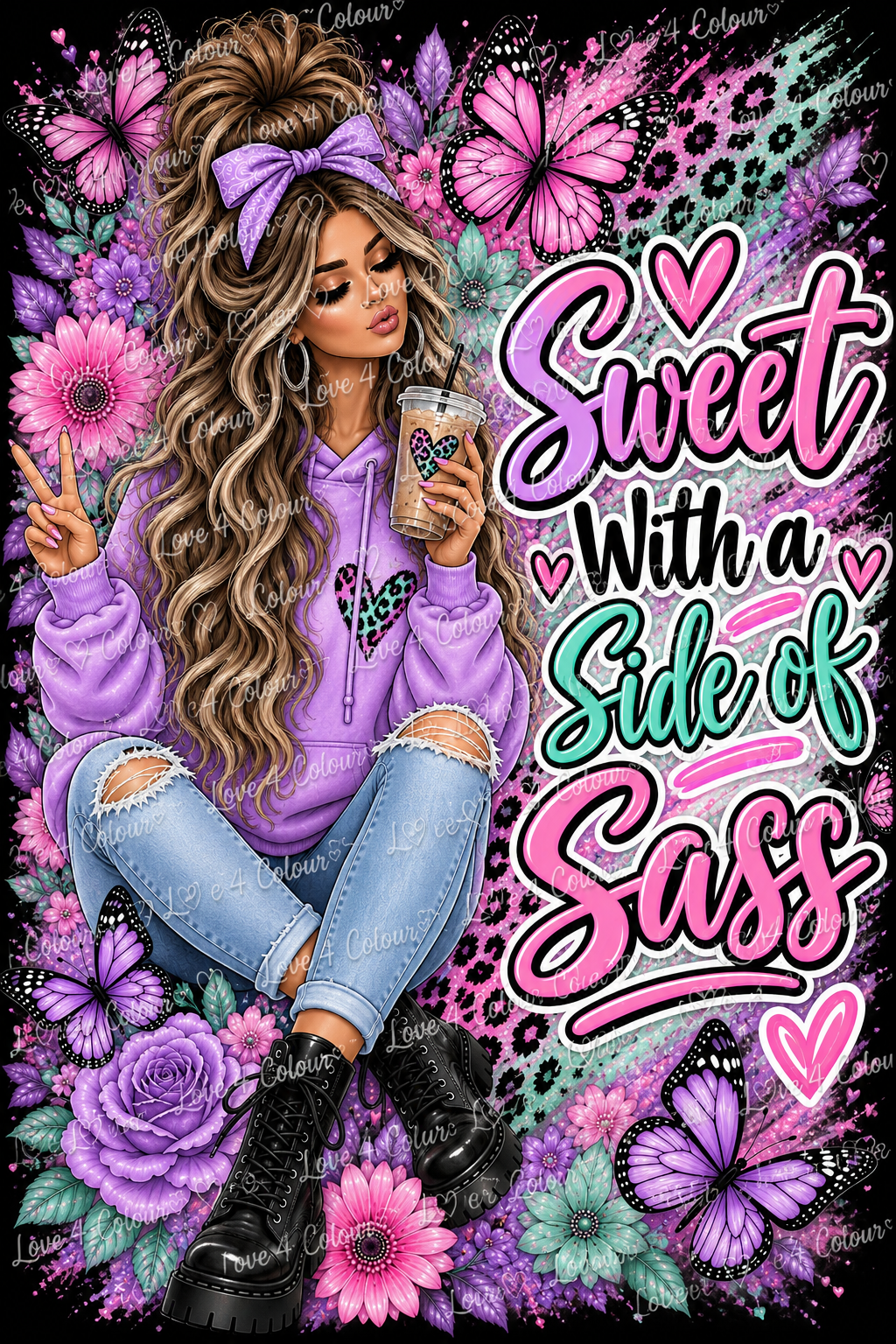 Sweet With a Side of Sass PNG – Sassy Girl Digital Design for Cricut & Sublimation